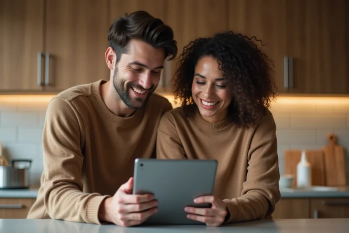 Deux adultes consultant des alternatives légales à Uqload pour le partage de vidéos en ligne