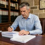 Homme consultant des documents notariaux lors d'une acquisition immobilière en France