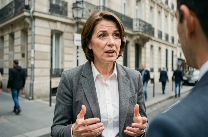 Une proche de Jenifer Bartoli s'exprimant sur la relation entre la chanteuse et Ambroise lors d'une interview en extérieur à Paris