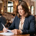 Véronique Jacquier journaliste femme professionnelle dans un café parisien, vie privée et parcours personnel